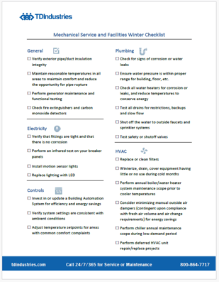 Service and maintenance winter checklist