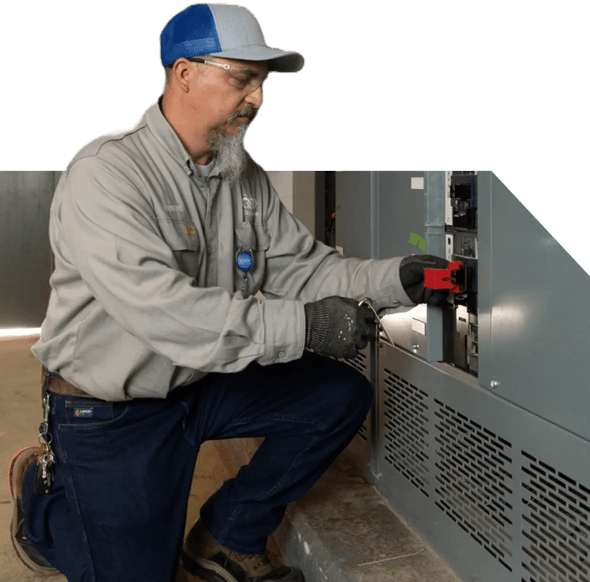 Experienced electrician and service manager maintains equipment